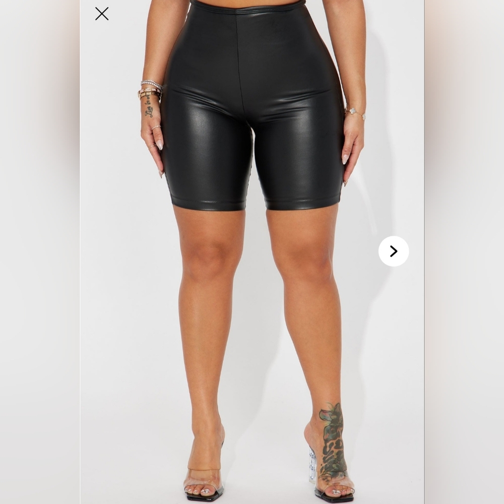 Faux leather shorts